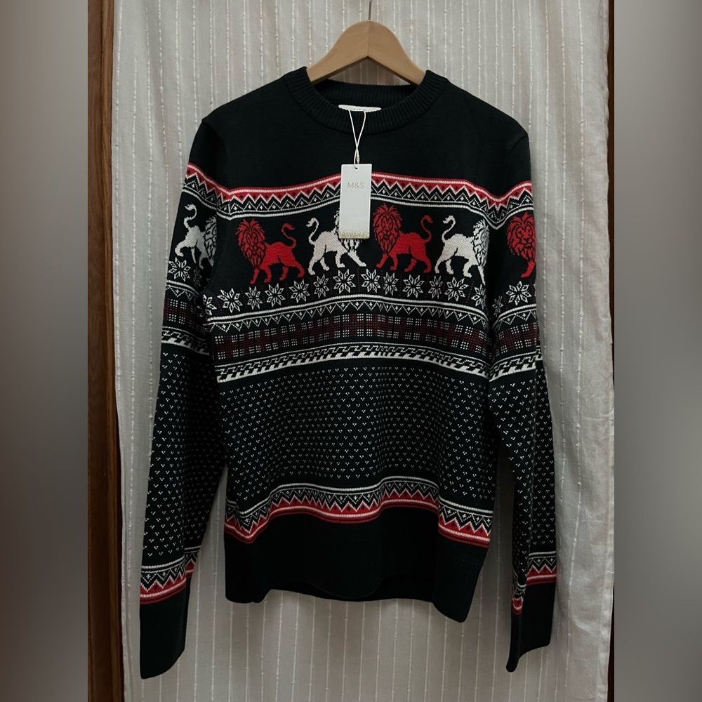 NWT M&S COLLECTION England Crew Neck Christmas Jumper size M